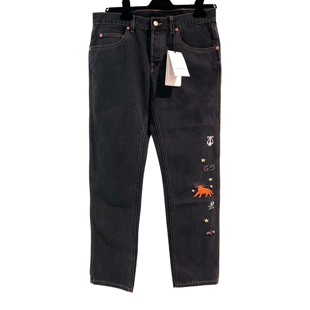 ❌SOLD❌NWT Gucci Embroidered Motif Slim-fit Jeans Size 34